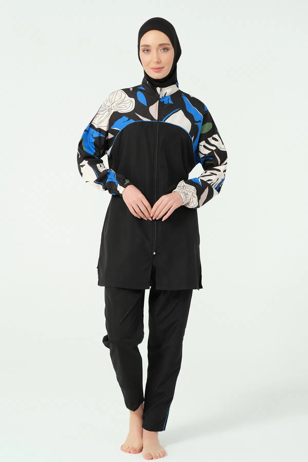 Lian – Modest Swimsuit Set with Piping Detail