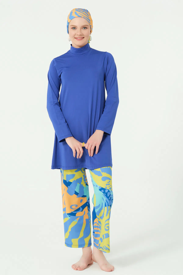 Meriva – Modest Swimsuit Set with Patterned Triangular Scarf
