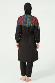 Mesh-Overlay Oversized Long Modest Swimsuit