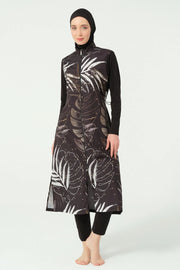 Gold Patterned Long Modest Swimsuit