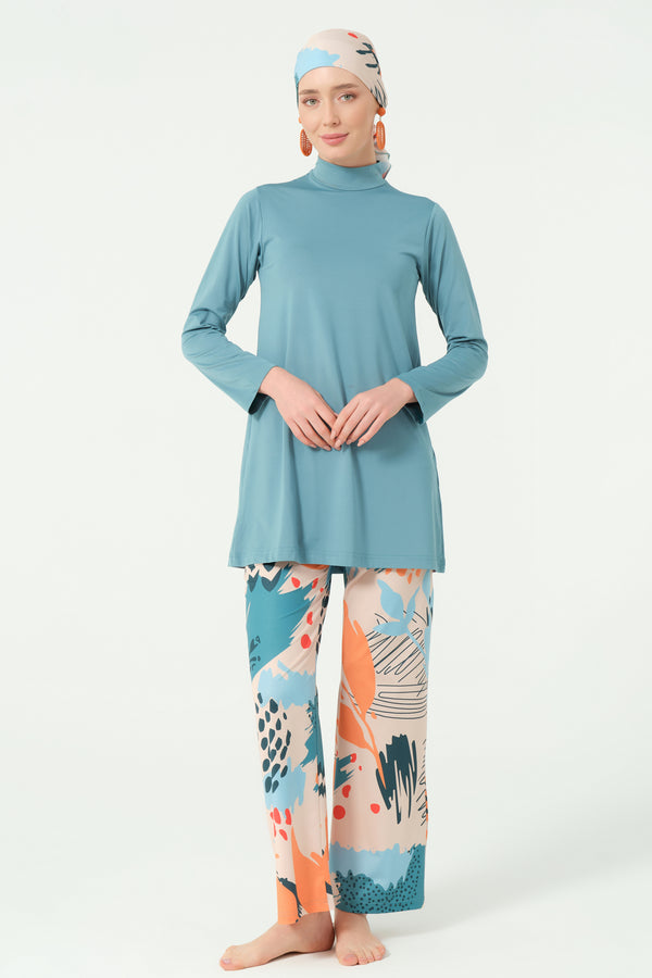 Okyanus  Patterned Modest Swimsuit