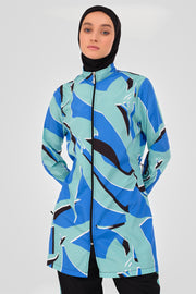 Blue Patterned Hijab Swimsuit