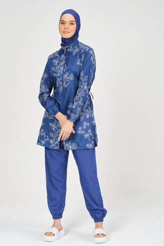 Embroidered Pattern Modest Swimsuit