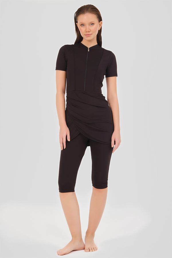 half-sleeve-semi-covered-swimsuit-with-piping-and-wrap-skirt