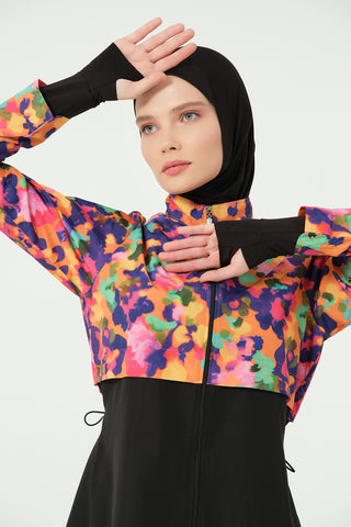Thumbhole Crop-Style Modest Swimsuit