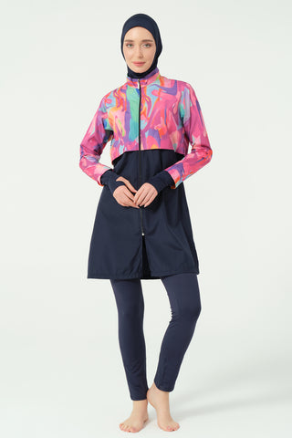 Thumbhole Crop-Style Modest Swimsuit