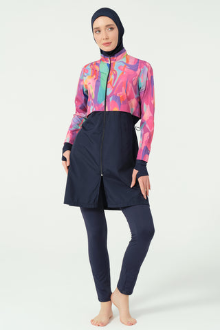 Thumbhole Crop-Style Modest Swimsuit