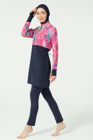 Thumbhole Crop-Style Modest Swimsuit