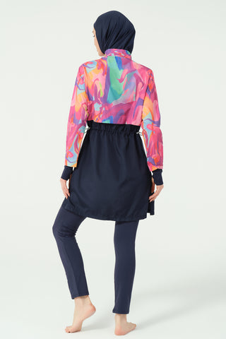 Thumbhole Crop-Style Modest Swimsuit