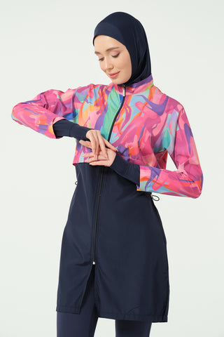 Thumbhole Crop-Style Modest Swimsuit
